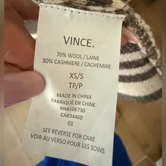 Vince Brown/Cream Striped Poncho NWT - Picture 6 of 6